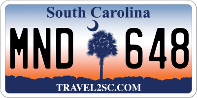 SC license plate MND648
