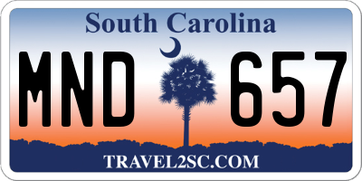SC license plate MND657