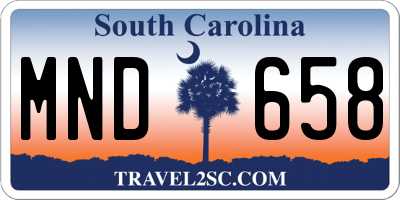SC license plate MND658