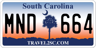 SC license plate MND664