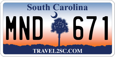 SC license plate MND671