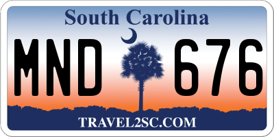 SC license plate MND676