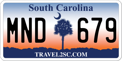 SC license plate MND679