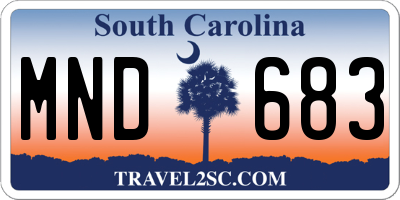 SC license plate MND683