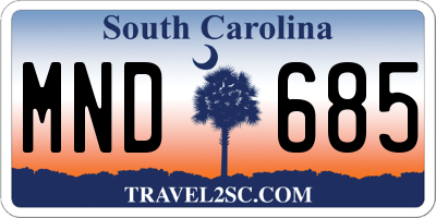 SC license plate MND685