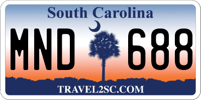 SC license plate MND688