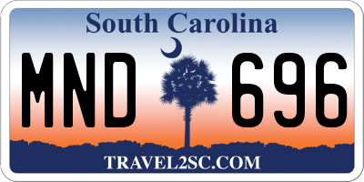 SC license plate MND696