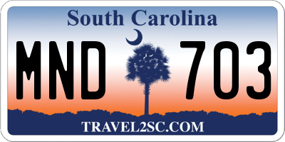 SC license plate MND703