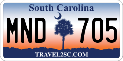 SC license plate MND705