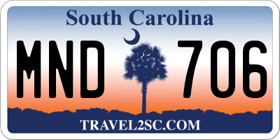 SC license plate MND706