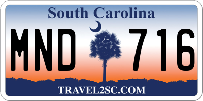 SC license plate MND716