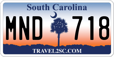 SC license plate MND718
