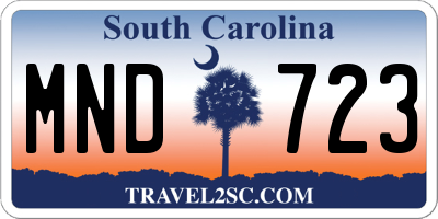 SC license plate MND723