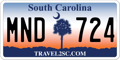 SC license plate MND724