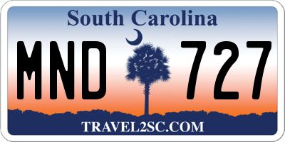 SC license plate MND727