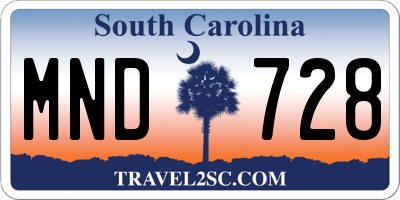 SC license plate MND728