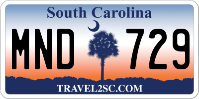 SC license plate MND729