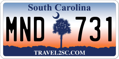 SC license plate MND731