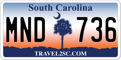 SC license plate MND736