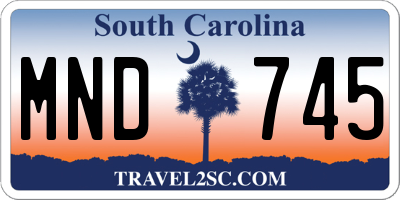 SC license plate MND745