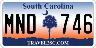 SC license plate MND746