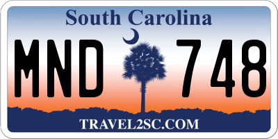 SC license plate MND748