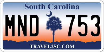 SC license plate MND753