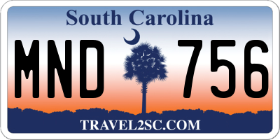 SC license plate MND756