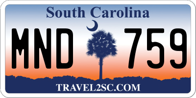 SC license plate MND759