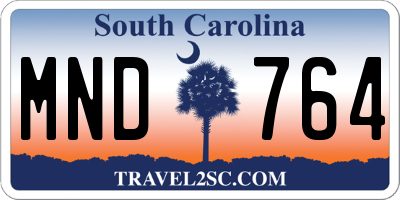 SC license plate MND764