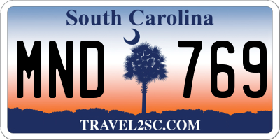 SC license plate MND769