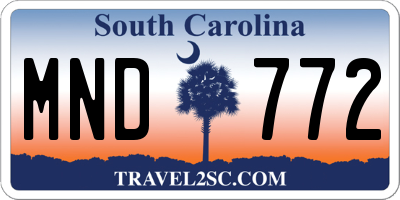 SC license plate MND772