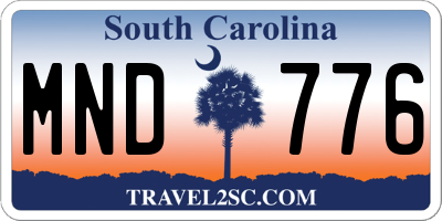 SC license plate MND776