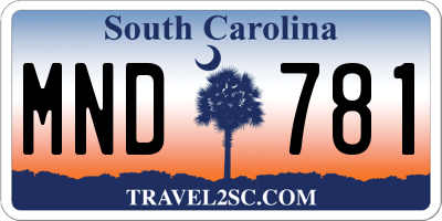 SC license plate MND781