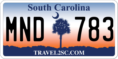 SC license plate MND783