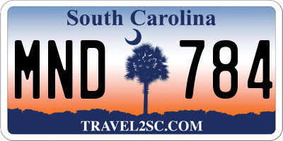 SC license plate MND784