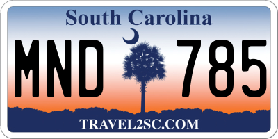 SC license plate MND785