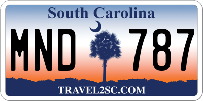 SC license plate MND787