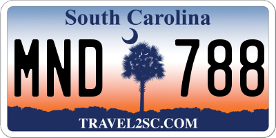 SC license plate MND788