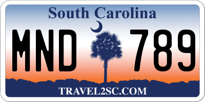 SC license plate MND789