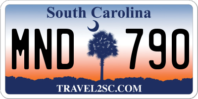 SC license plate MND790