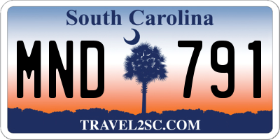 SC license plate MND791
