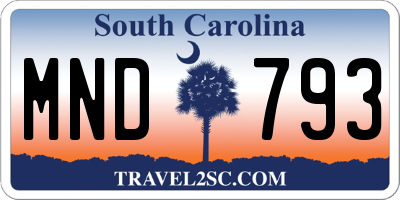 SC license plate MND793
