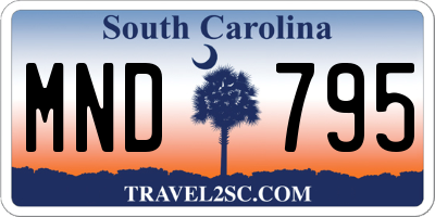 SC license plate MND795