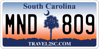 SC license plate MND809
