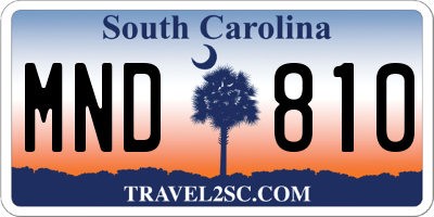 SC license plate MND810