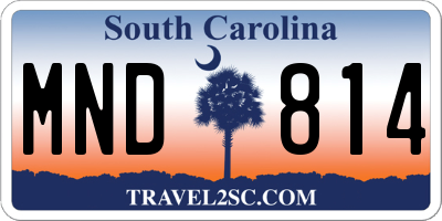 SC license plate MND814