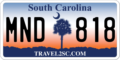 SC license plate MND818