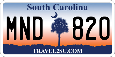 SC license plate MND820