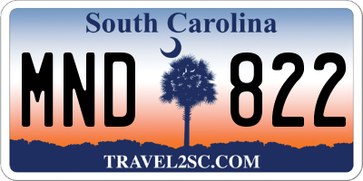 SC license plate MND822